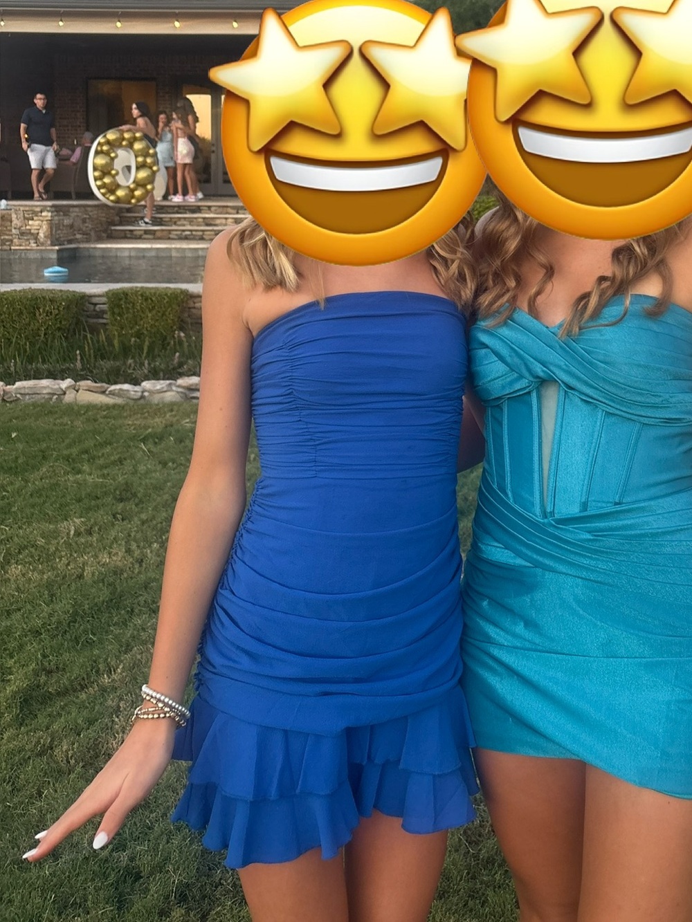 Blue Girls' Strapless One-Piece Dress